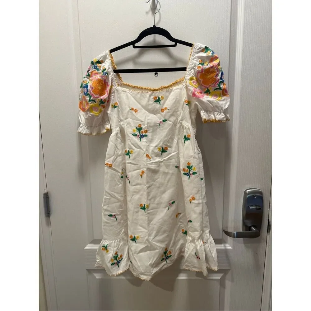 Jacquie the Label Julianna Embroidered Mini Dress Brunch Summer size S NWT - Picture 5 of 8